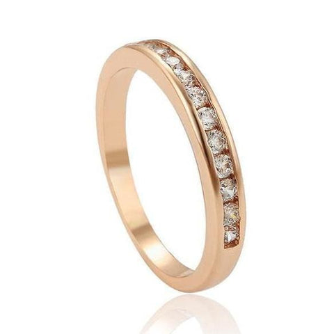 Pink and clear stones engagement cz 8kts of gold plated ring