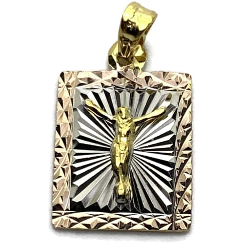Square tri-color pendant gold-filled charms & pendants