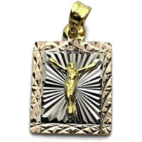 Square tri-color pendant gold-filled charms & pendants