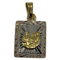 Square tri-color pendant gold-filled baptism charms & pendants