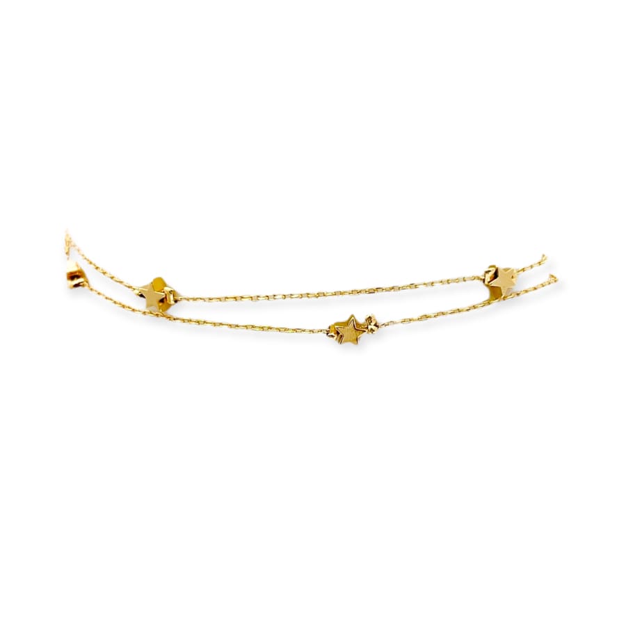 Star double chain anklet 18k of gold plated