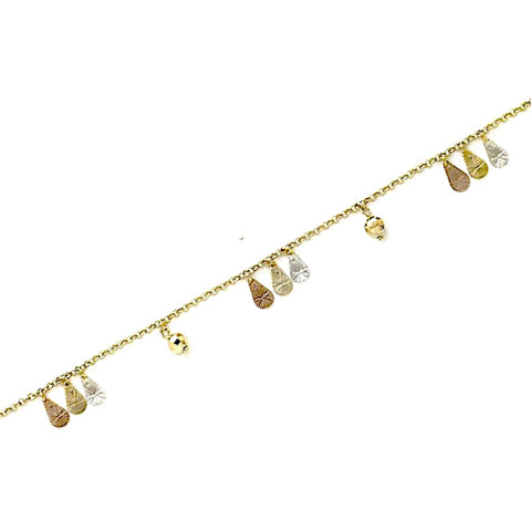 Double chains butterflies and pearls charm anklet 18k of gold plated