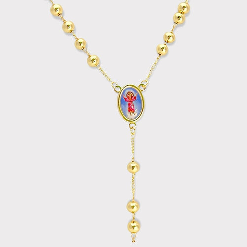 The divine child nino divino portrait gold plated rosary necklace rosary