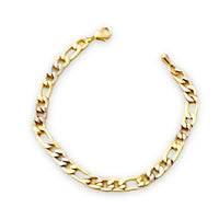 Three color figaro bracelet 7mm in 18kts gold plated bracelets