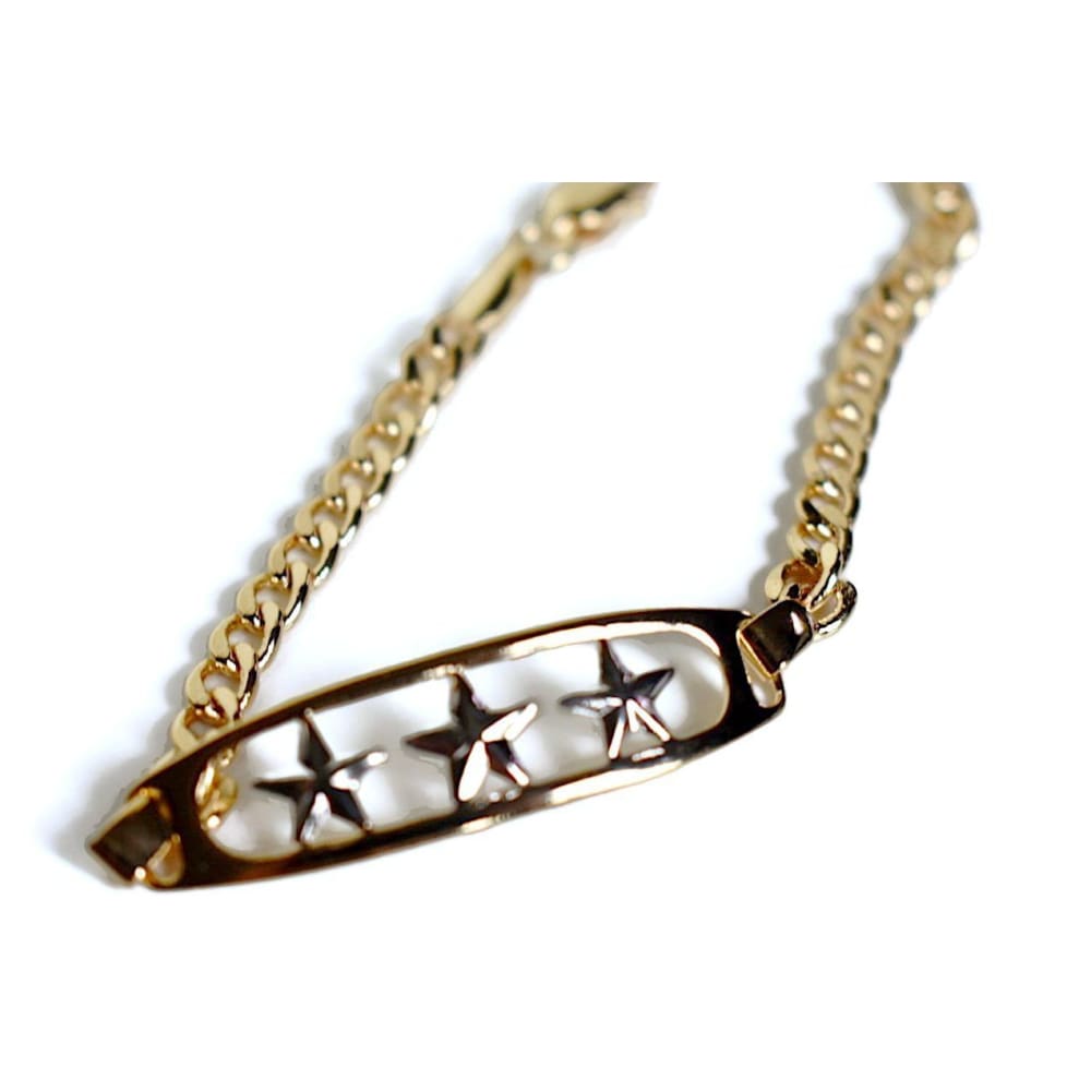 Three silver stars curb link bracelet 18kts of gold plated