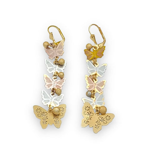 Red heart stone lever-back 18k of gold plated earrings
