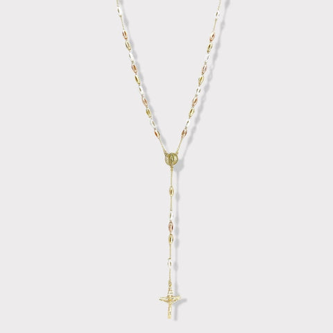 Cz oval shape guadalupe gold plated rosary necklace