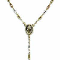 Tri color virgin milagrosa 4mm oval beads rosary 18kts of gold plated 20 rosaries