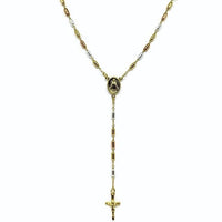 Tri color virgin milagrosa 4mm oval beads rosary 18kts of gold plated 20 rosaries
