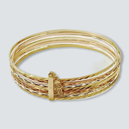 Tric-color semanario bangle - bracelet 18kts of gold plated bracelets