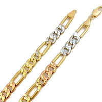 Tricolor 5mm concavo figaro 18k gold plated chain chains