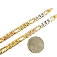 Tricolor 5mm concavo figaro 18k gold plated chain chains