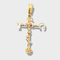 Tricolor good luck cross pendant in 18k of gold layering charms & pendants