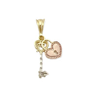 Tricolor heart key pendant in 18k of gold layering charms & pendants