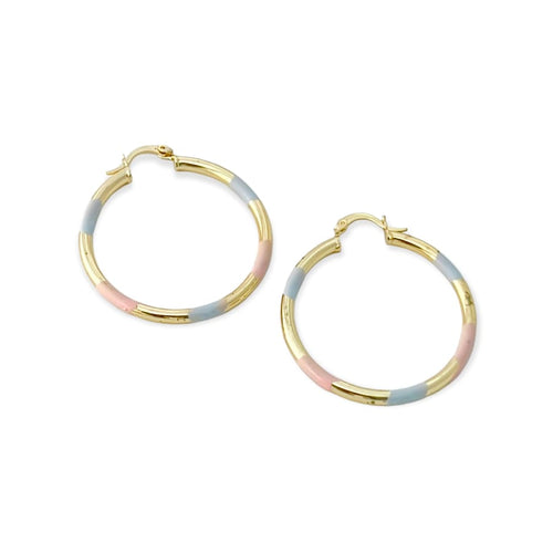 Tricolor hoops earrings in 18k of gold plated earrings