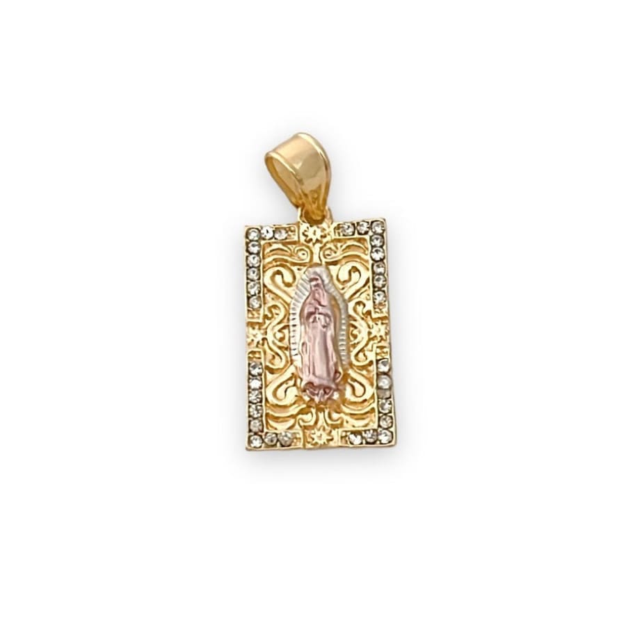 Virgin guadalupe rectangular pendant in 18k of gold layering