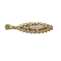 Virgin oval shape tricolor pendant 8kts of gold plated charms