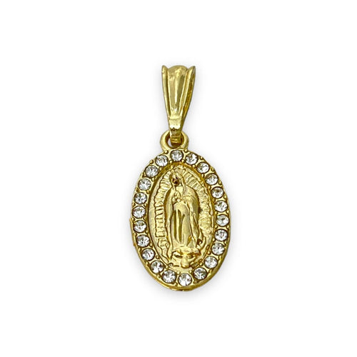 Virgin white crystals 25mm pendant gold layered charms & pendants