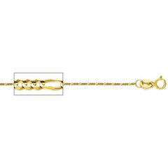 2mm wide figaro chain necklace in 14k solid gold 18’ chains