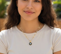 10mm evil eye charm - necklace 18kts gold plated charms