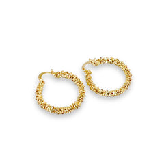 Gold petals beaded hoops in 18kts of gold plated earrings
