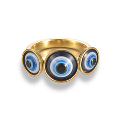 3 beads evil eye ring in 18k of gold plated rings