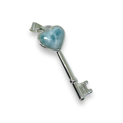 40mm lenght larimar heart key charm pendant charms & pendants