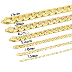 4mm curb links chain necklace in 18k of gold plated chains