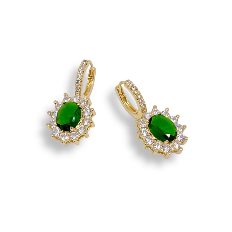 Diana crystals stones drop earrings in 18k of gold plated emerald green earrings