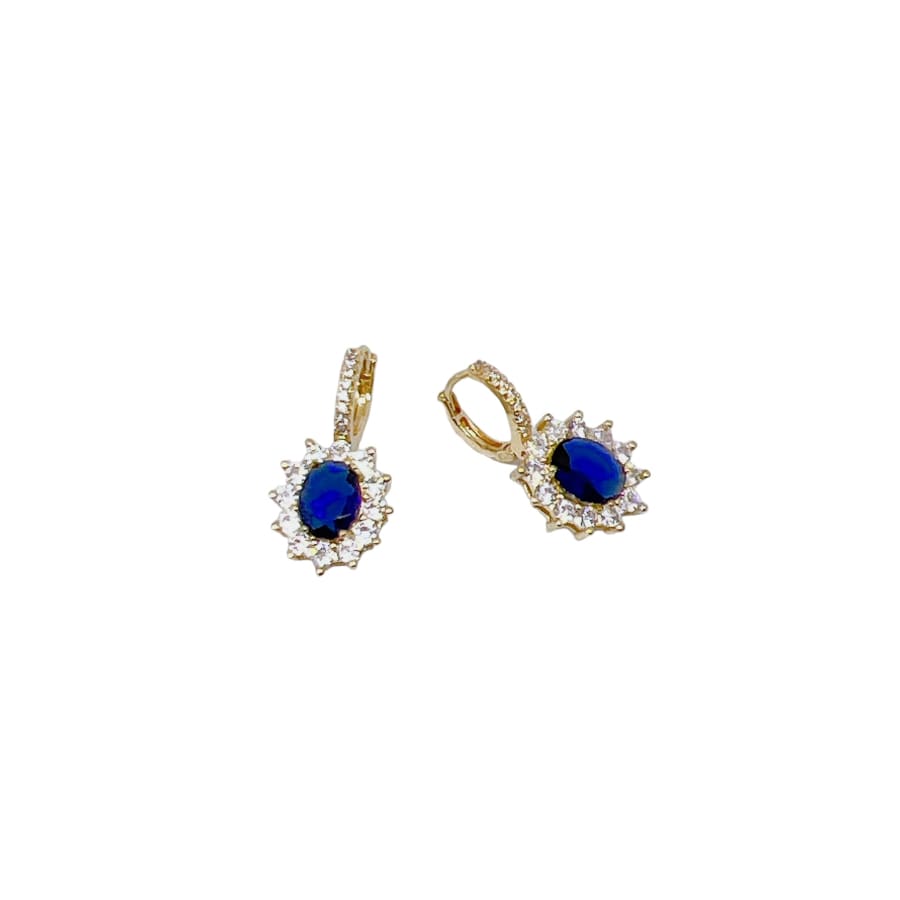 Diana crystals stones drop earrings in 18k of gold plated royal blue earrings