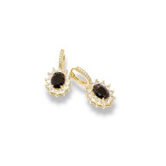 Diana crystals stones drop earrings in 18k of gold plated black earrings