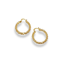 Gold petals beaded hoops in 18kts of gold plated earrings
