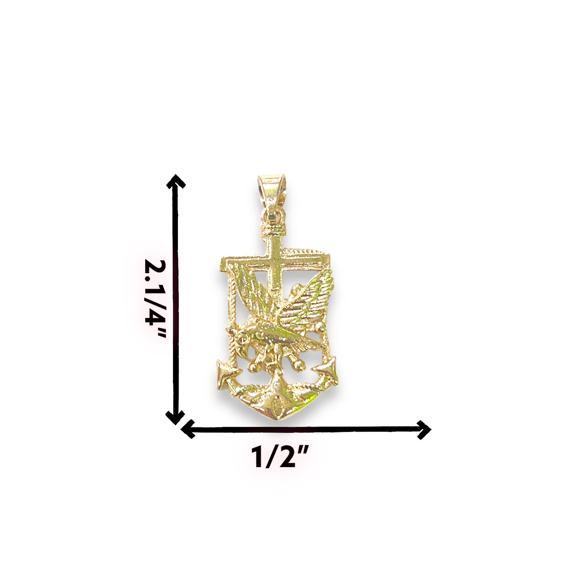 2.1/4” eagle on anchor gold plated pendant