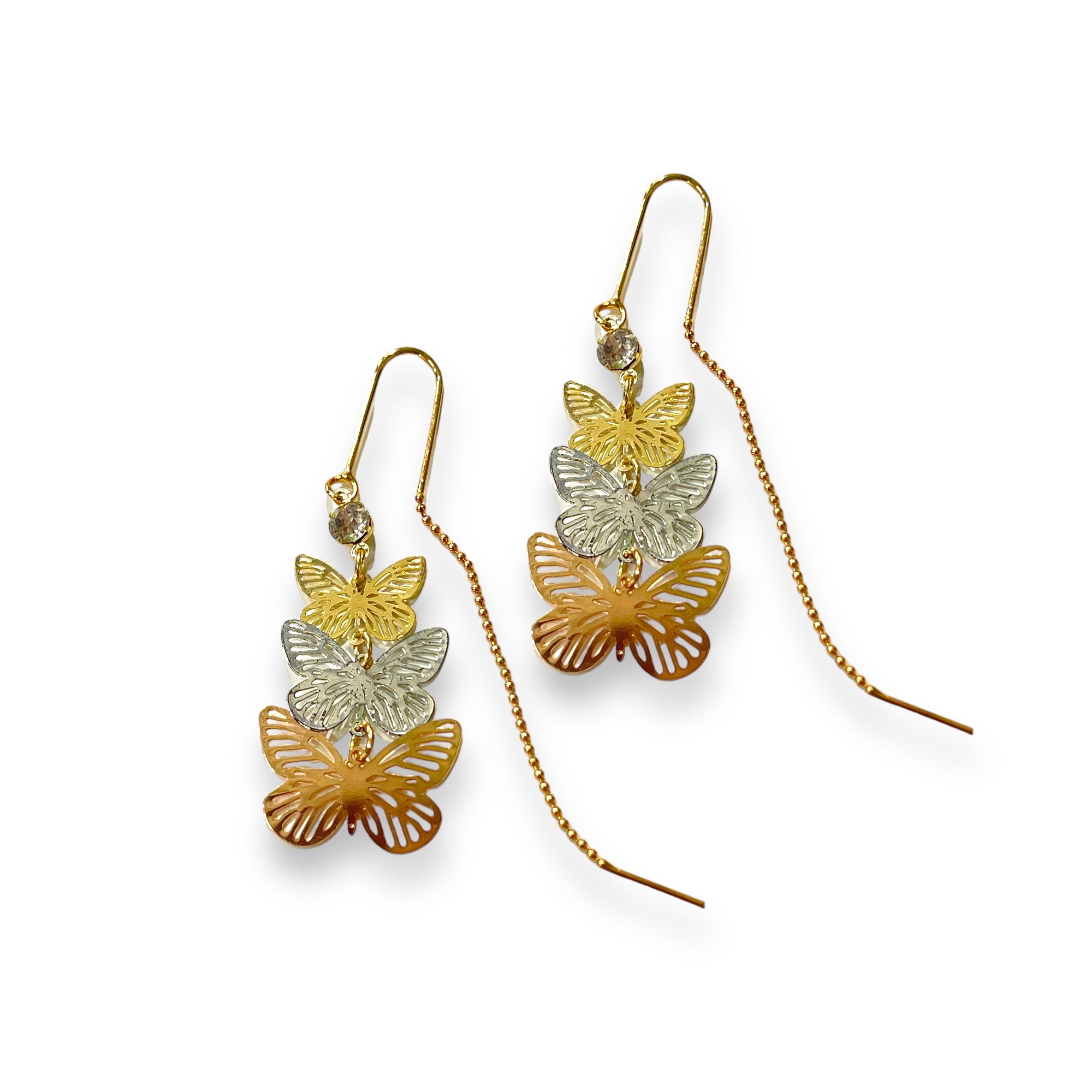 Butterfly threaders in 18k of gold layered