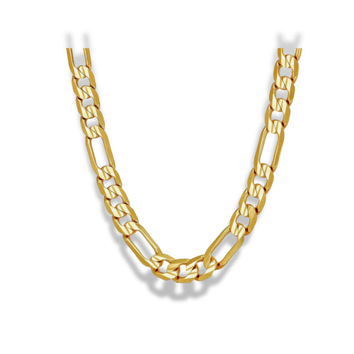 7mm wide figaro chain necklace in 18k of gold plated chains