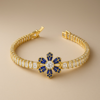 Mirah royal blue flower tenis gold-filled bracelet bracelets