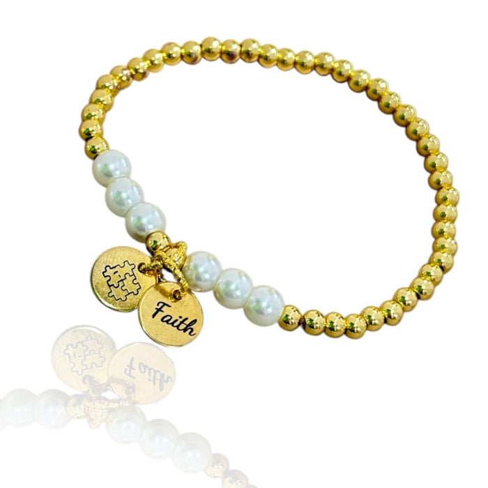 Autism awareness faux pearls bracelet bracelets