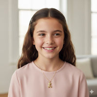 Bear pink crystals square pendant gold-filled chain necklace chains