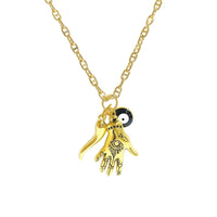 Bear pink crystals square pendant gold-filled chain necklace chains