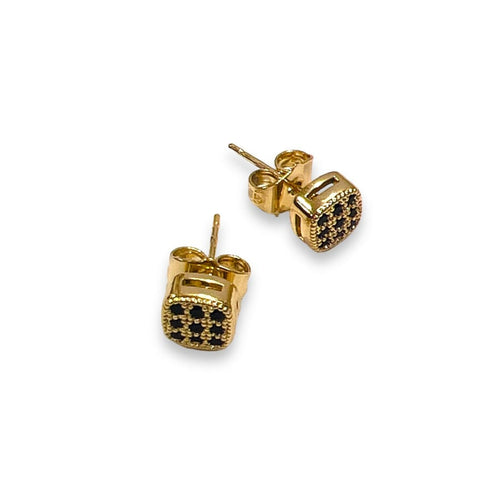 Black squares crystals studs earrings in 18k of goldfilled earrings