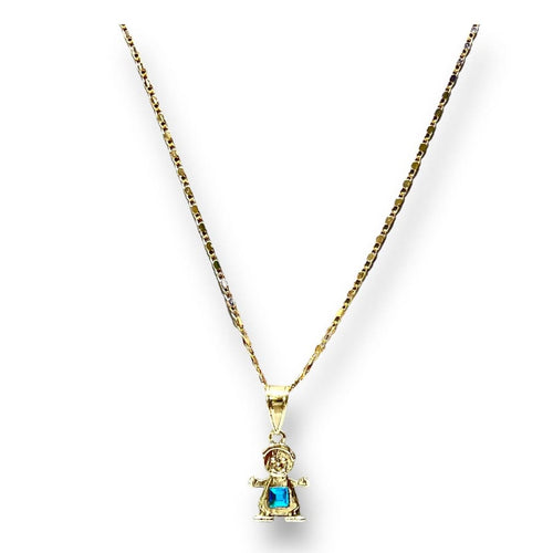 Boy blue charm pendant necklace in of 14k gold plated necklaces