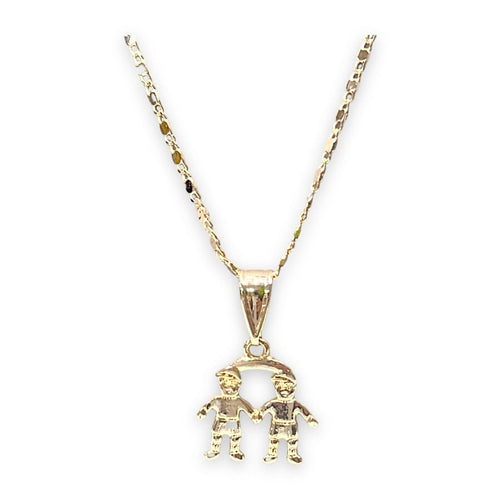 Two boys charm pendant necklace in of 14k gold plated necklaces