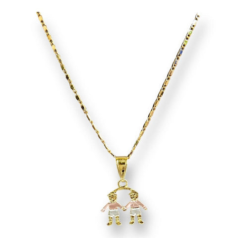 Three tones diamond cut butterfly pendant in 18k of gold layering