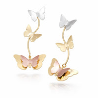 Butterflies three colors 18k of gold plated earrings