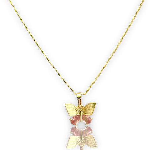 Multicolor butterfly cz stones in 18k of gold plated chain necklace