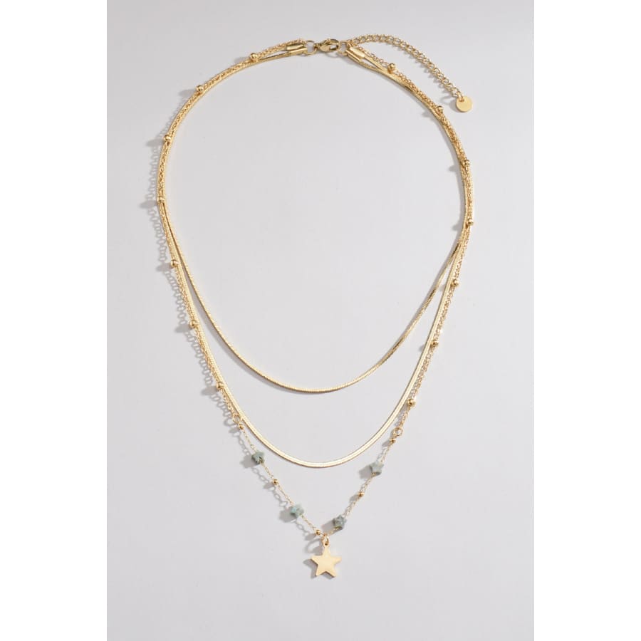 Cait mini star triple-layered stainless steel necklace gold / one size chains