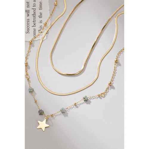 Cait mini star triple-layered stainless steel necklace gold / one size chains