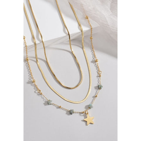 Allie clear rectangular stone in 18k of gold plated chain necklace