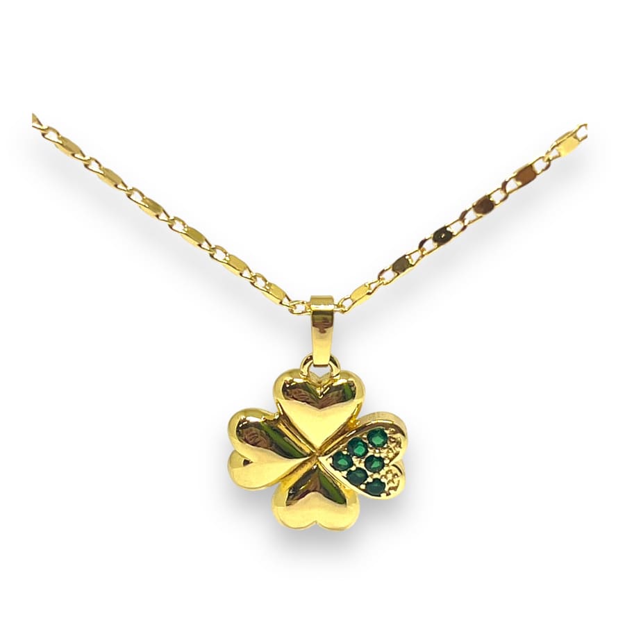 Clover hearts green crystals gold-filled chain necklace chains