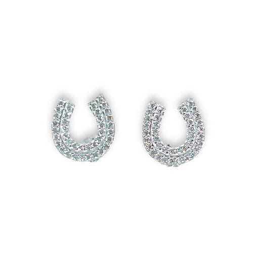 Cz horse show.925 sterling silver studs earrings earrings